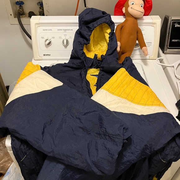 Vintage Notre Dame Starter Puffer Xl Hooded Blue Fightin Irish CFP National - Picture 2 of 7